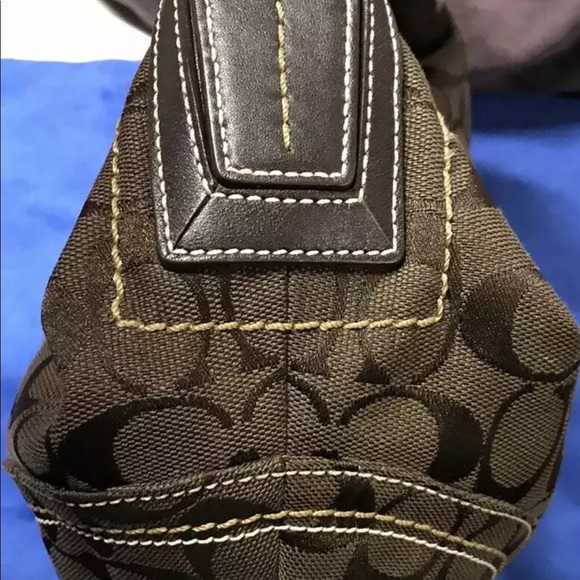 Coach Signature Canvas Leather Hobo Bag Brown - Picture 8 of 8